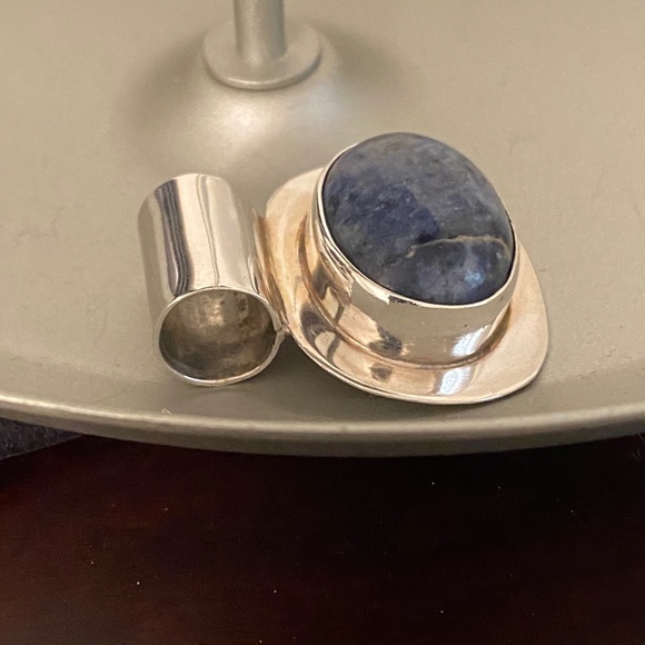 Blue Matte Sodalite sterling silver charm - Picture 4 of 6